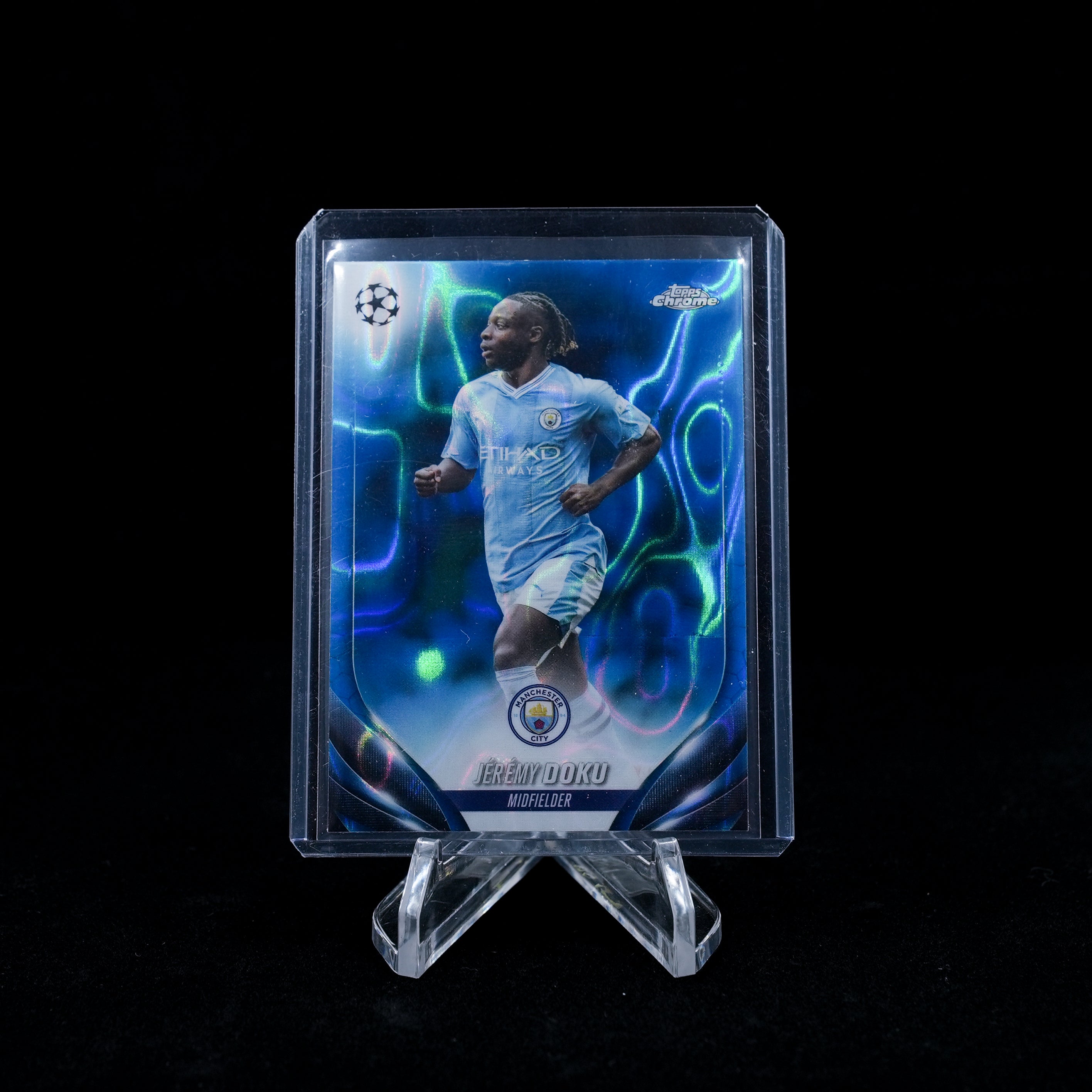 2023-24 Topps Chrome UEFA Club Competitions Soccer-Jérémy Doku-blue